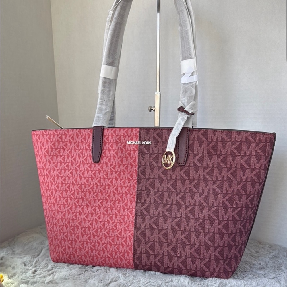 Michael Kors Two-Tone Red and Brown Tote